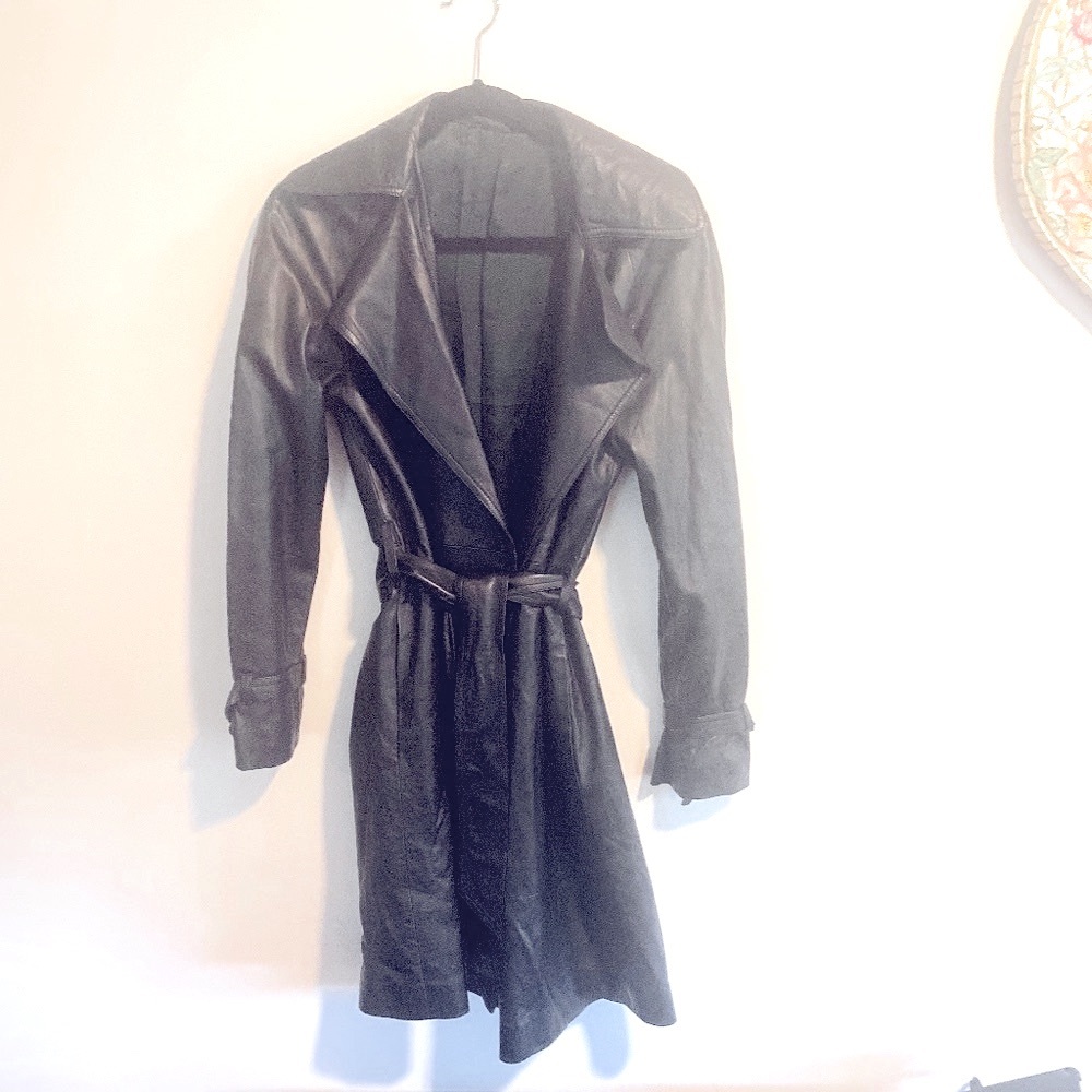 NEW Authentic Barney’s NY Private label Black lambskin trench coat , pockets